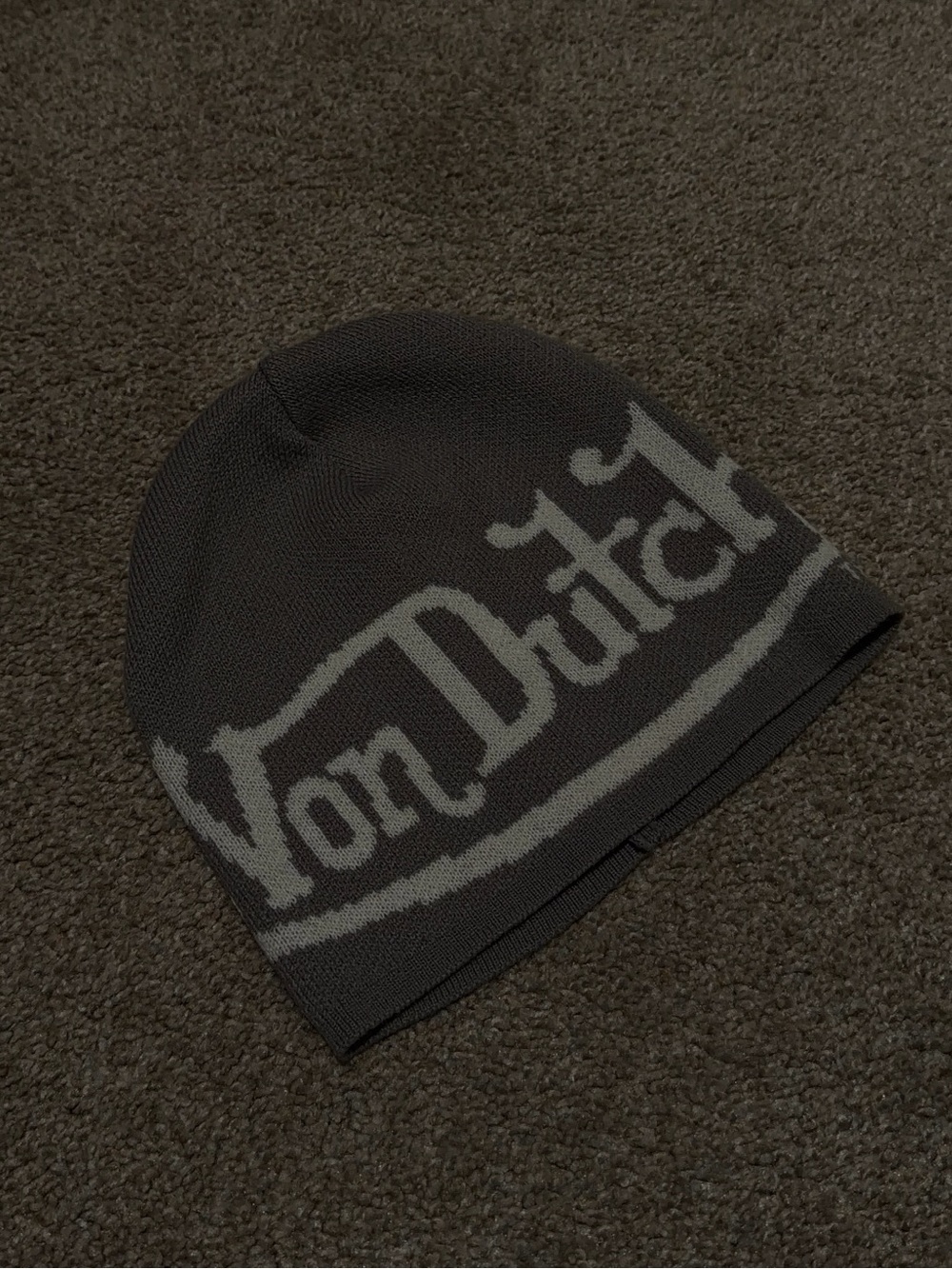 Von Dutch Dark Gray and Light Gray Logo Beanie